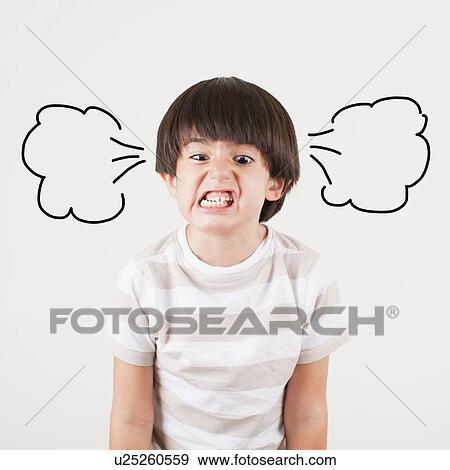 Studio shot of boy (6-7) with smoke puffs coming out of ears View Large Photo Image Stock Photo - Studio shot of boy (6-7) with smoke puffs coming out of ears. Fotosearch