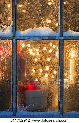 Window with Christmas lights View Large Photo Image Stock Image - Window with Christmas lights. Fotosearch