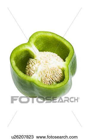 Close-up of cross section of green bell pepper View Large Photo Image Stock Image - Close-up of cross section of green bell pepper. Fotosearch