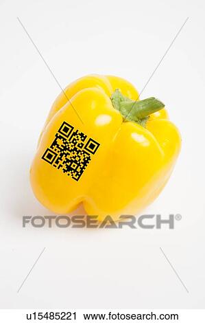 Close-up of yellow bell pepper with bar code over white background View Large Photo Image Stock Image - Close-up of yellow bell pepper with bar code over white background. Fotosearch
