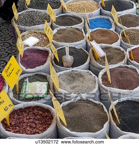 Assorted spices and pulses at a market stall, Istanbul, Turkey View Large Photo Image Stock Image - Assorted spices and pulses at a market stall, Istanbul, Turkey. Fotosearch