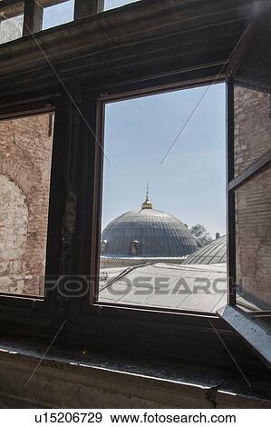 Stock Photo - Aya Sofya viewed from a window, Istanbul, Turkey. Fotosearch