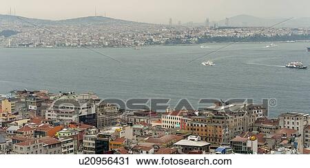 Bosphorus Strait and Istanbul city viewed from Galata Tower, Turkey View Large Photo Image Stock Image - Bosphorus Strait and Istanbul city viewed from Galata Tower, Turkey. Fotosearch