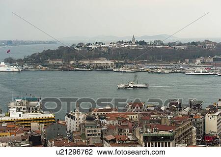 Bosphorus Strait and Istanbul city viewed from Galata Tower, Turkey View Large Photo Image Stock Image - Bosphorus Strait and Istanbul city viewed from Galata Tower, Turkey. Fotosearch