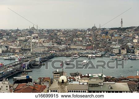 Bosphorus Strait and Istanbul city viewed from Galata Tower, Turkey View Large Photo Image Stock Photography - Bosphorus Strait and Istanbul city viewed from Galata Tower, Turkey. Fotosearch