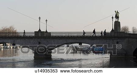 Stock Image - Bridge across a river, Bahnhofstrasse, Zurich, Switzerland. Fotosearch
