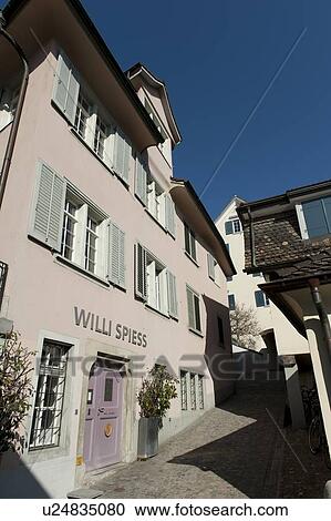 Stock Image - Buildings along a street, Bahnhofstrasse, Zurich, Switzerland. Fotosearch