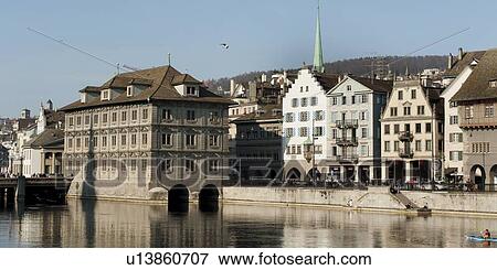Buildings along the waterfront, Bahnhofstrasse, Zurich, Switzerland View Large Photo Image Stock Photo - Buildings along the waterfront, Bahnhofstrasse, Zurich, Switzerland. Fotosearch