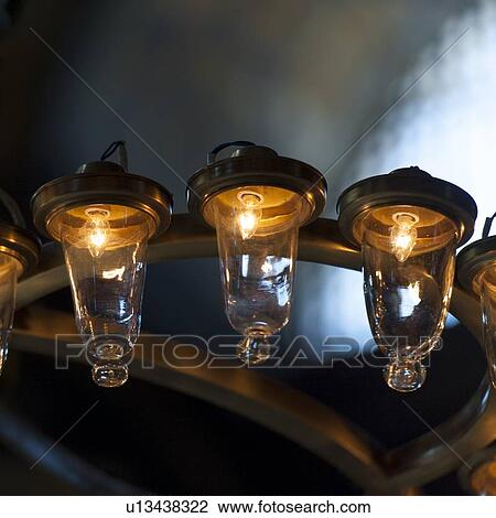 Stock Image - Chandelier lit up in Aya Sofya, Istanbul, Turkey. Fotosearch