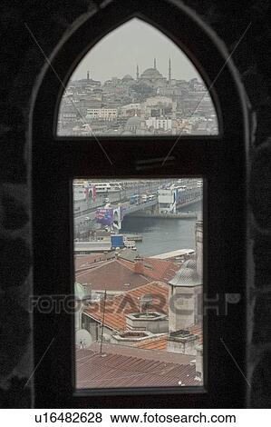 Stock Photo - City viewed from the window of the Galata Tower, Istanbul, Turkey. Fotosearch