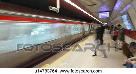 Picture - Commuters at Istanbul Metro station, Istanbul, Turkey. Fotosearch