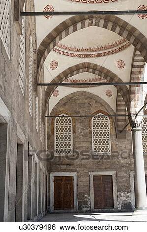 Stock Photograph - Corridor of Blue Mosque, Istanbul, Turkey. Fotosearch