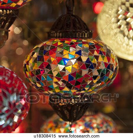Stock Photography - Decorative Turkish lanterns in a store, Grand Bazaar, Istanbul, Turkey. Fotosearch