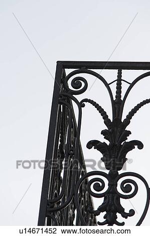 Stock Image - Detail of design on railings, Chamonix, Rhone-Alpes, France. Fotosearch