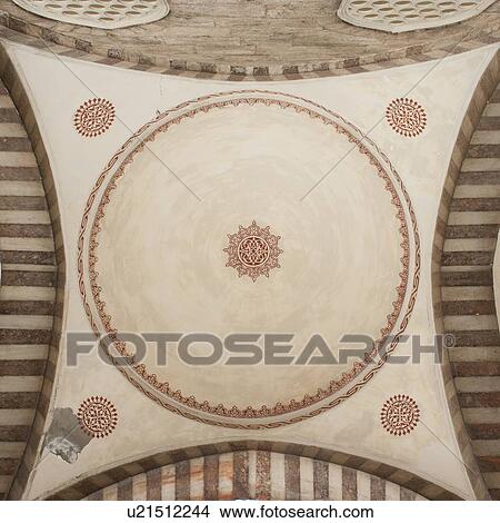 Picture - Details of a ceiling of Blue Mosque, Istanbul, Turkey. Fotosearch