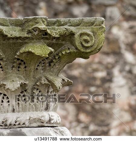 Stock Photo - Details of a column, Istanbul, Turkey. Fotosearch