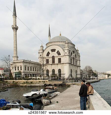 Dolmabahce Mosque, Besiktas district, Istanbul, Turkey View Large Photo Image Stock Photo - Dolmabahce Mosque, Besiktas district, Istanbul, Turkey. Fotosearch