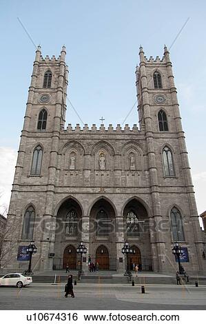 Facade of Notre Dame Basilica, Ville-Marie, Montreal, Quebec, Canada View Large Photo Image Stock Photograph - Facade of Notre Dame Basilica, Ville-Marie, Montreal, Quebec, Canada. Fotosearch