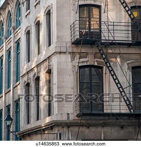Fire escape of a building, Ville-Marie, Montreal, Quebec, Canada View Large Photo Image Stock Image - Fire escape of a building, Ville-Marie, Montreal, Quebec, Canada. Fotosearch