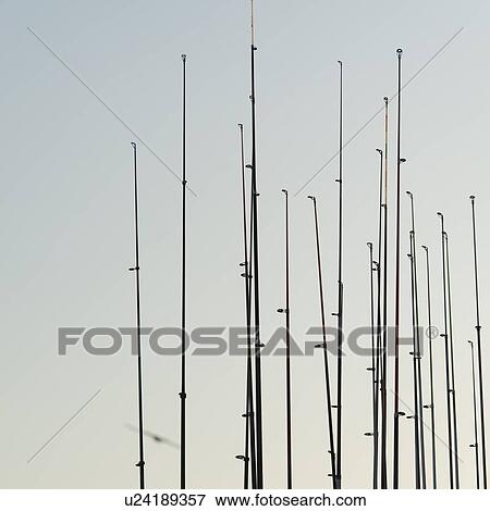 Stock Photo - Fishing rods, Istanbul, Turkey. Fotosearch