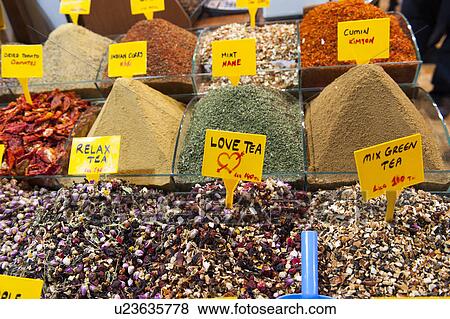 Heap of spices and herbs with price tags in a market, Grand Bazaar, Istanbul, Turkey View Large Photo Image Stock Photo - Heap of spices and herbs with price tags in a market, Grand Bazaar, Istanbul, Turkey. Fotosearch