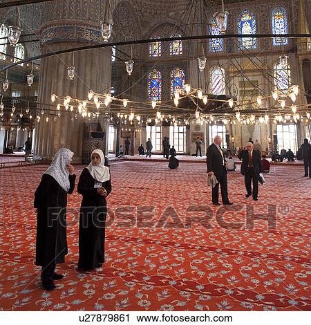 Stock Image - Interiors of Blue Mosque, Istanbul, Turkey. Fotosearch