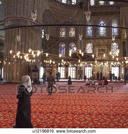 Interiors of Blue Mosque, Istanbul, Turkey View Large Photo Image Stock Photograph - Interiors of Blue Mosque, Istanbul, Turkey. Fotosearch