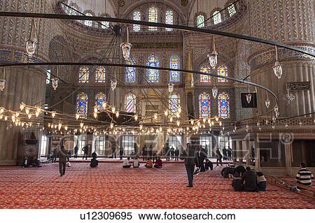 Stock Photography - Interiors of Blue Mosque, Istanbul, Turkey. Fotosearch