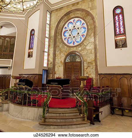 Picture - Interiors of Neve Shalom Synagogue, Beyoglu District, Istanbul, Turkey. Fotosearch