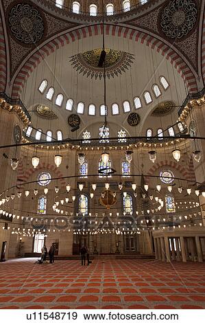 Interiors of Suleymaniye Mosque, Third Hill, Istanbul, Turkey View Large Photo Image Stock Photo - Interiors of Suleymaniye Mosque, Third Hill, Istanbul, Turkey. Fotosearch