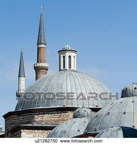 Stock Image - Low angle view of Aya Sofya museum, Istanbul, Turkey. Fotosearch