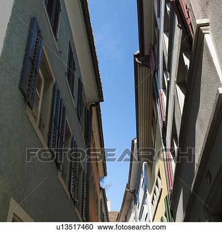 Stock Image - Low angle view of buildings, Zurich, Switzerland. Fotosearch