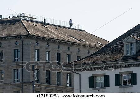 Stock Image - Low angle view of buildings, Zurich, Switzerland. Fotosearch