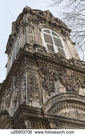 Stock Photograph - Low angle view of the clock tower at Dolmabahce Palace, Istanbul, Turkey. Fotosearch