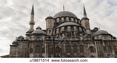 Low angle view of Yeni Camii Mosque, Istanbul, Turkey View Large Photo Image Picture - Low angle view of Yeni Camii Mosque, Istanbul, Turkey. Fotosearch