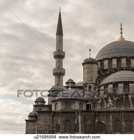 Picture - Low angle view of Yeni Camii Mosque, Istanbul, Turkey. Fotosearch