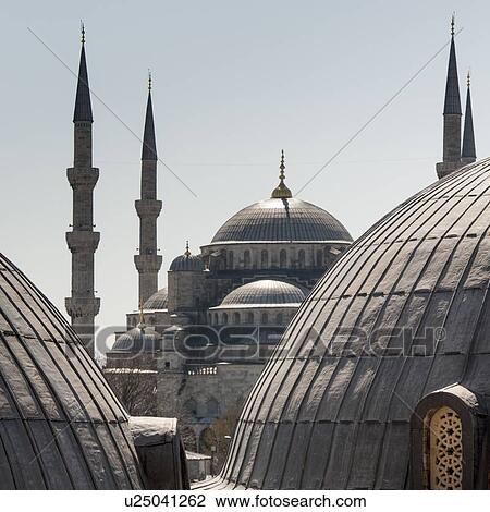 Stock Image - Minaret of Blue Mosque, Istanbul, Turkey. Fotosearch