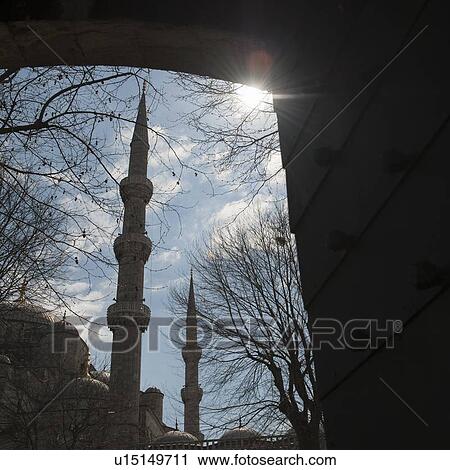 Stock Image - Minarets of Blue Mosque, Istanbul, Turkey. Fotosearch