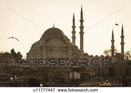 Stock Photo - Minarets of Suleymaniye Mosque, Third Hill, Istanbul, Turkey. Fotosearch
