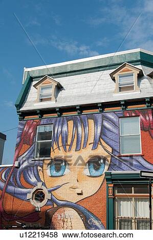 Mural painted on a house, Le Plateau-Mont-Royal, Montreal, Quebec, Canada View Large Photo Image Stock Photo - Mural painted on a house, Le Plateau-Mont-Royal, Montreal, Quebec, Canada. Fotosearch