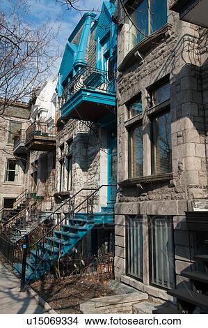 Picture - Old buildings in Le Plateau-Mont-Royal, Montreal, Quebec, Canada. Fotosearch