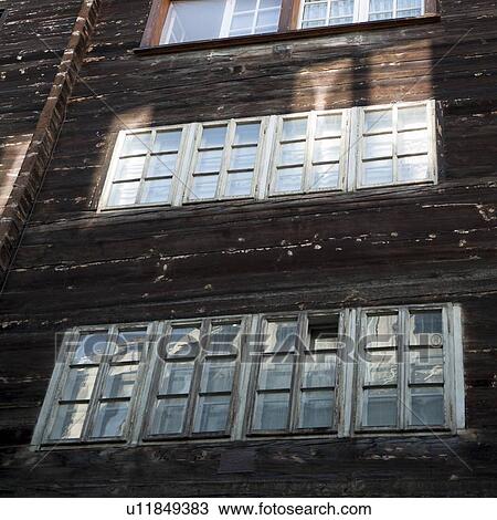Stock Image - Panes of window glass, Zermatt, Valais Canton, Switzerland. Fotosearch