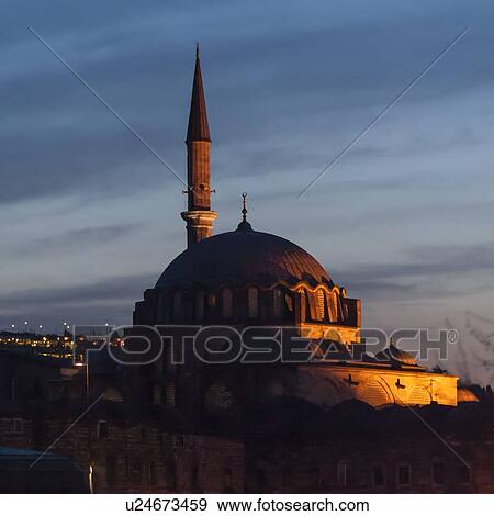 Stock Photo - Rustem Pasha Mosque at sunset, Istanbul, Turkey. Fotosearch