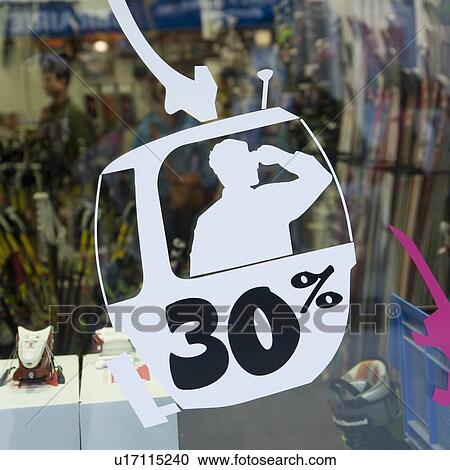 Sale discount percentage sign on the window of a store, Chamonix, Rhone-Alpes, France View Large Photo Image Stock Image - Sale discount percentage sign on the window of a store, Chamonix, Rhone-Alpes, France. Fotosearch