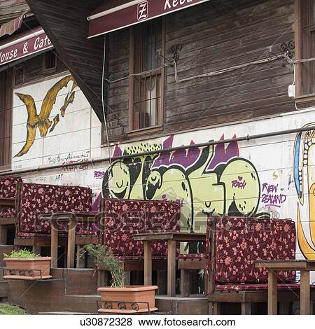 Stock Photo - Sidewalk cafe of Zeynep Sultan Hotel, Istanbul, Turkey. Fotosearch