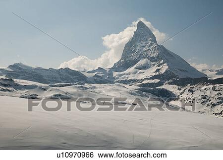 Stock Photograph - Ski area in winter at Mt Matterhorn, Zermatt, Valais Canton, Switzerland. Fotosearch