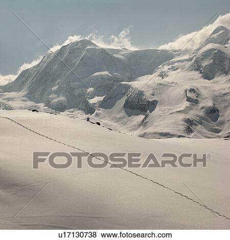 Stock Photo - Ski area with mountains in winter, Zermatt, Valais Canton, Switzerland. Fotosearch