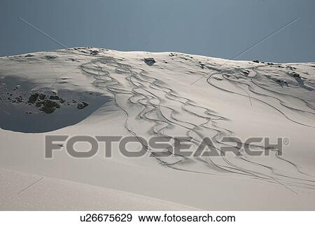 Ski tracks in snow, Mt Matterhorn, Zermatt, Valais Canton, Switzerland View Large Photo Image Stock Photo - Ski tracks in snow, Mt Matterhorn, Zermatt, Valais Canton, Switzerland. Fotosearch