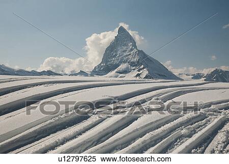 Ski tracks in snow, Mt Matterhorn, Zermatt, Valais Canton, Switzerland View Large Photo Image Stock Photography - Ski tracks in snow, Mt Matterhorn, Zermatt, Valais Canton, Switzerland. Fotosearch