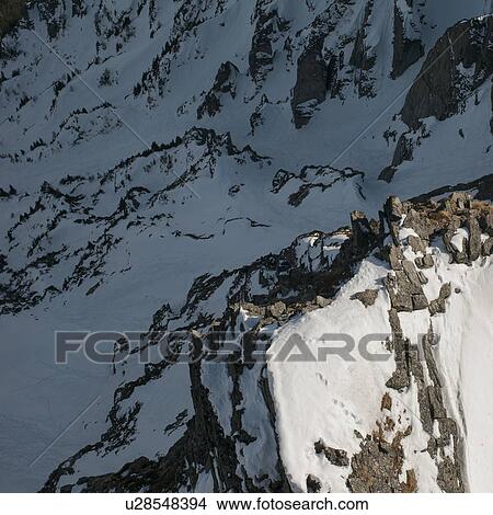 Picture - Snow covered mountains in winter, Brevent, Flegere, Mont Blanc, Chamonix, Rhone-Alpes, France. Fotosearch